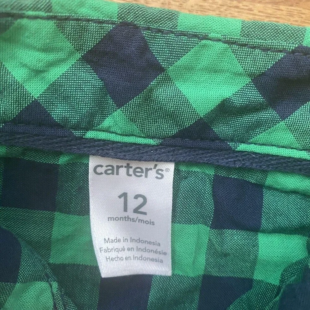 Carter's Plaid St. Patrick's Day Suspenders Outfit Size 12 Mo‎